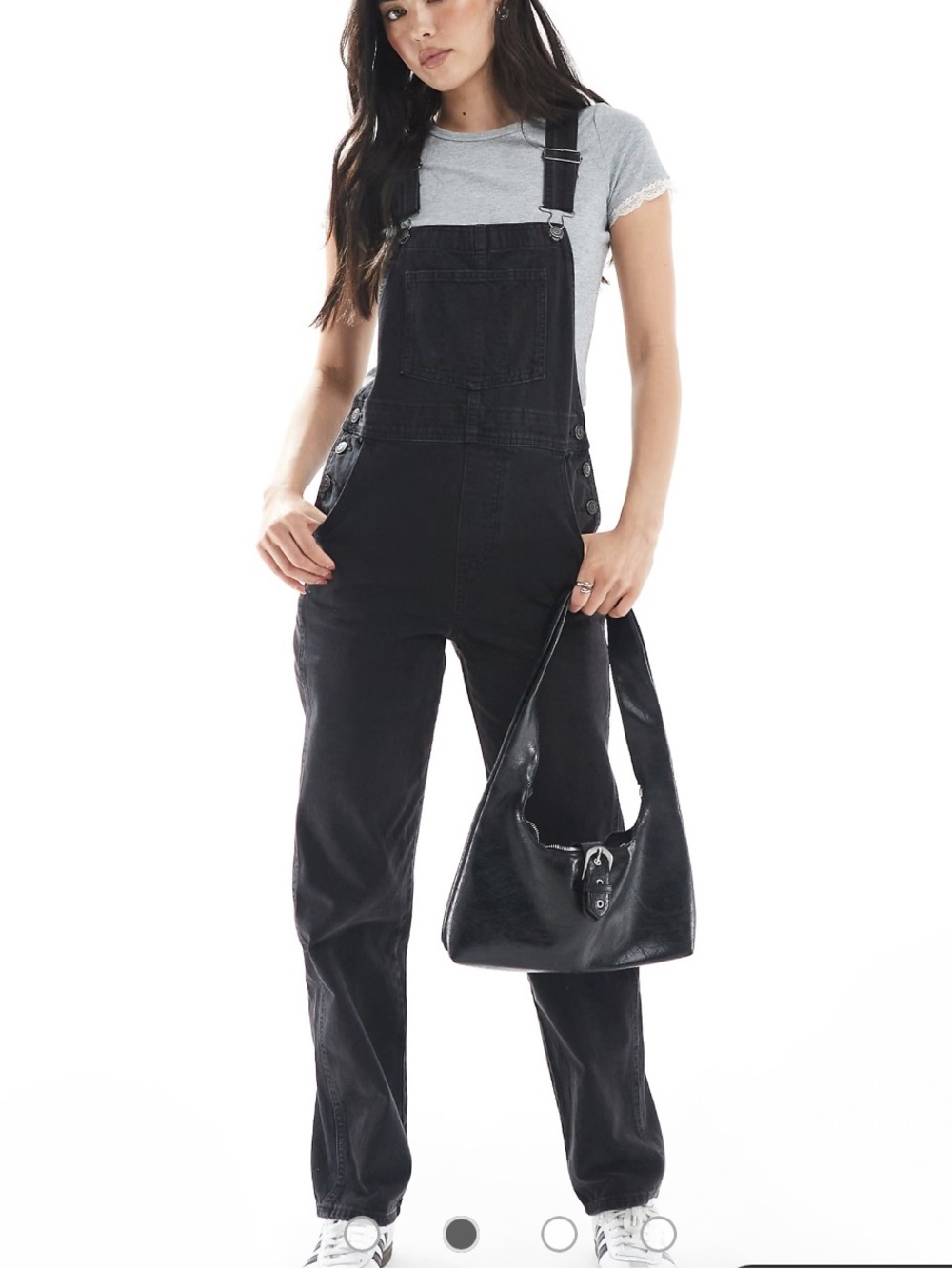 ASOS DESIGN Black Denim Overalls Straight Leg Jumpsuit Size 10 NWOT